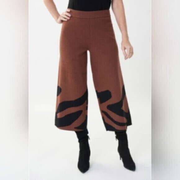 Joseph Ribkoff Animal Print Wide Leg High Waist Knit Pant Size Small - Picture 6 of 10